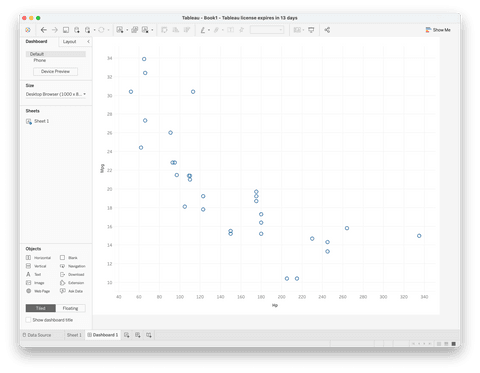 Image 10 - Creating a new dashboard in Tableau