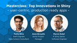 'masterclass: top innovations in shiny' 'how to build user-centric applications' masterclass panelists: pedro silva, staff engineer data science consultant; anna skrzydlo, senior project manager; marcin dubel, r shiny senior software engineer