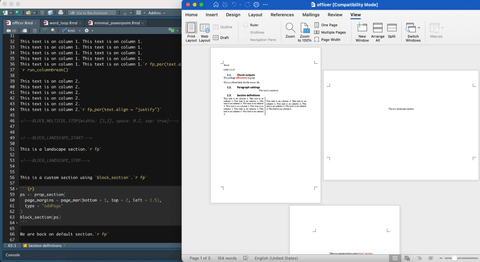 screencapture of R script and landscape doc output