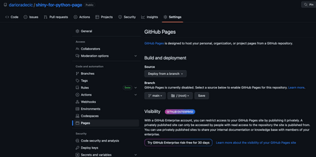 Image 5 - Configuring GitHub Pages build