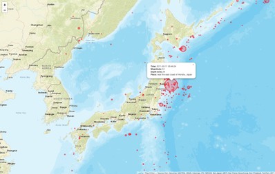 Image 7 - Final geomap of Earthquakes near Japan from 2001 to 2018 (with added popups)