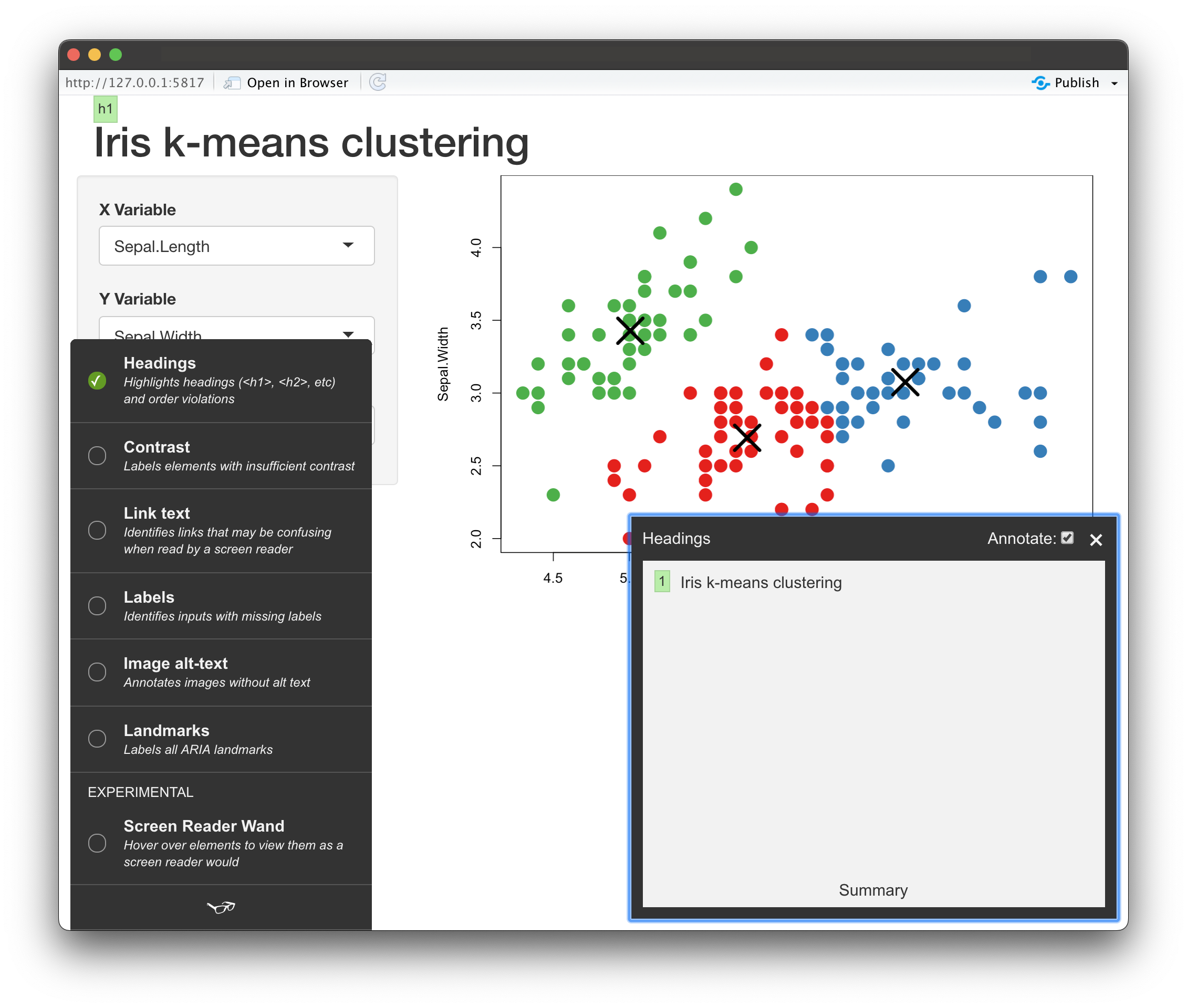Image 9 - Clustering R Shiny application with accessibility tools