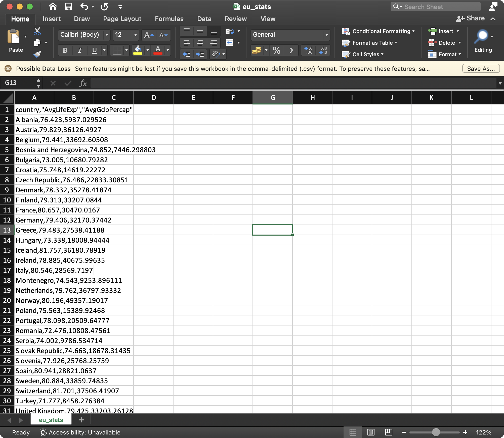  Image 2 - The resulting CSV file