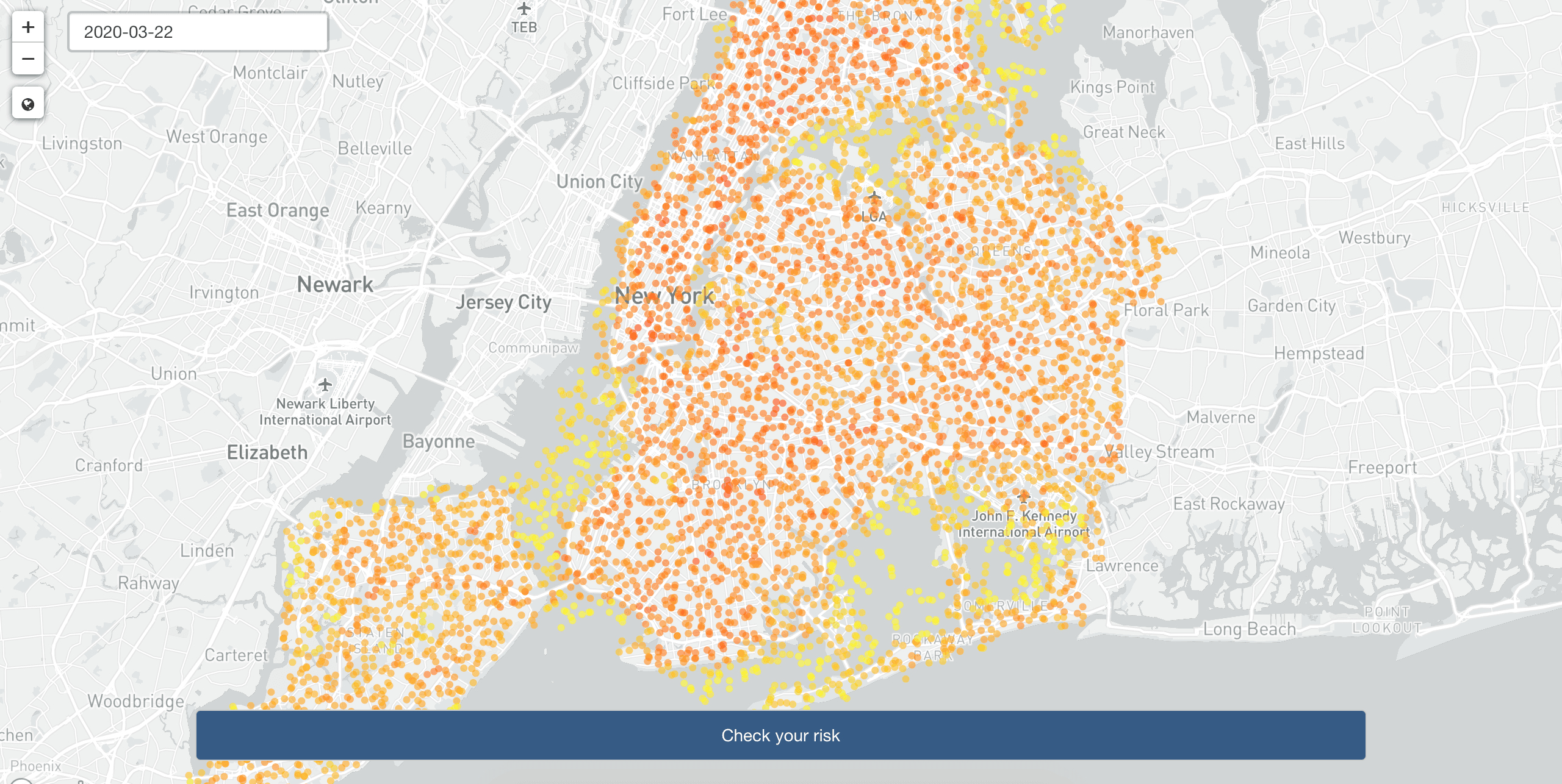 covid-19 heat map of new york