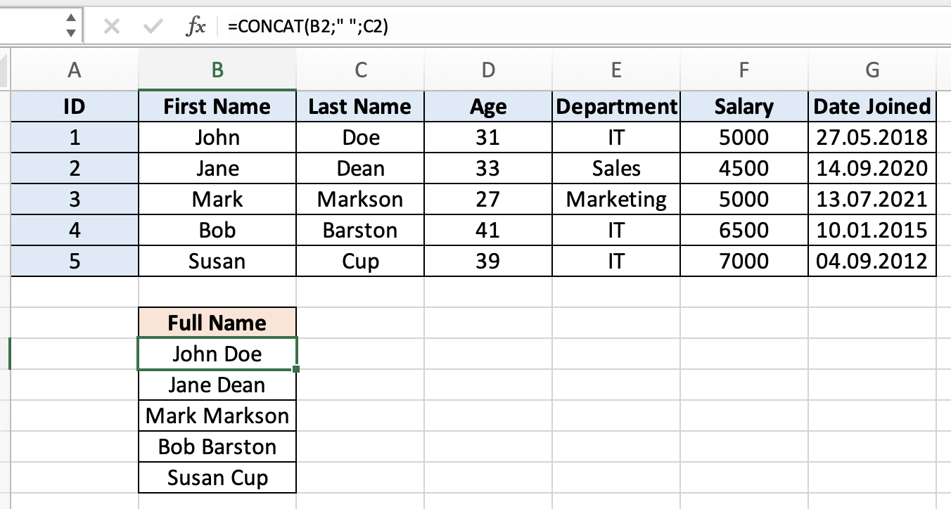 Image 6 - String concatenation in Excel